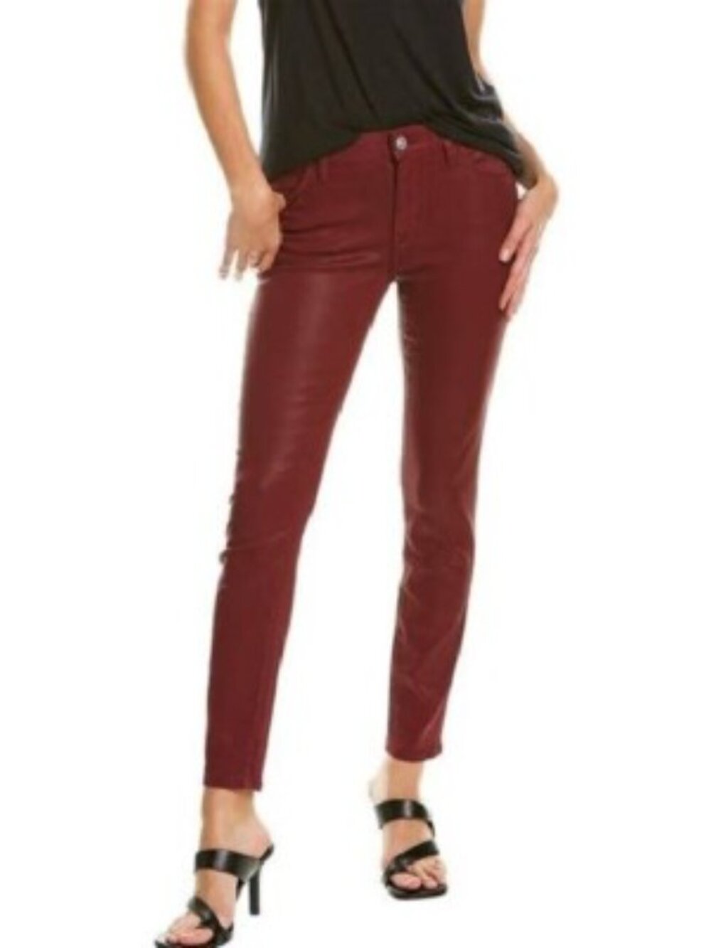 Hudson Natalie Midrise Super Skinny Ankle Jeans – Burgundy Coated | Size 28